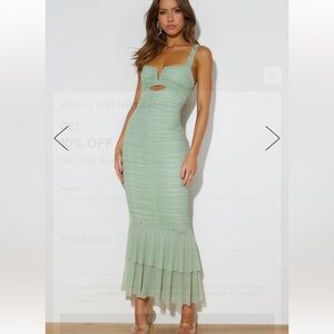 HELLOMOLLY PARTY PAL MIDI DRESS PISTACHIO